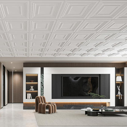 Art3d Drop Ceiling Tiles 24x24 Inch – Glue Up PVC Ceiling Tiles 2x2 Ft. - Image 7