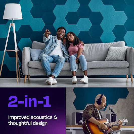 Acoustic Panels 12-Pack Soundproof Wall Panels 12"X10.4"X0.4" Sound Panels High - Image 2