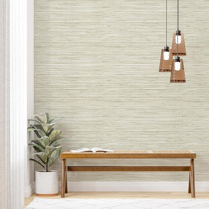 Simon&Siff Cream Textured Grasscloth Peel and Stick Wallpaper 17.7"x197" by SimonSiff