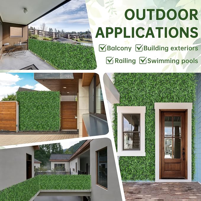 Artificial Green Wall Panels: 80"x120" Boxwood Hedge Green Wall Decor Backdrop - Image 7
