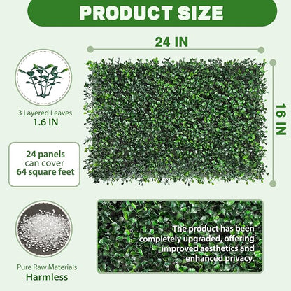 ODTORY Artificial Grass Wall Panels, 24 x 16 in 24P UV-Resistant Faux Boxwood - Image 2
