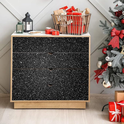 CHIHUT Black Glitter Contact Paper 15.7''x236'' Self Adhesive Black Glitter - Image 4