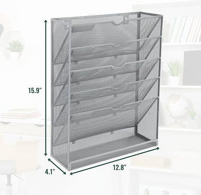 EASEPRES 6 Tier Mesh Hanging Wall File Organizer, Desk Vertical Mail Paper - Image 2