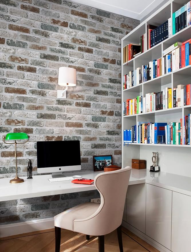 Guvana 17.3"×787" Brick Peel and Stick Wallpaper Red/Blue/Grey Brick Contact - Image 3