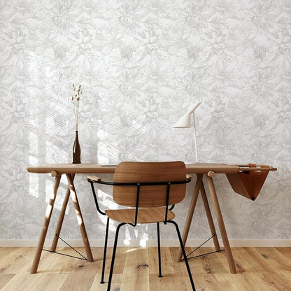 Ismoon Large Floral Peel and Stick Wallpaper Boho White/Grey Contact Paper - Image 2
