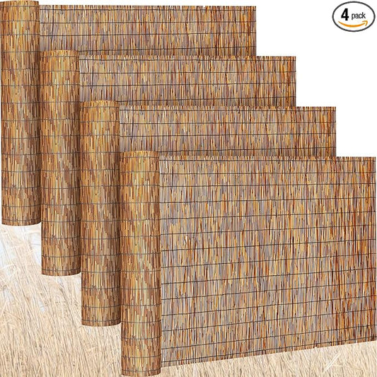 Barydat 4 Pcs 4 x 16.4 ft Reed Fence Roll, 85% Shade Bamboo Privacy Screen by home