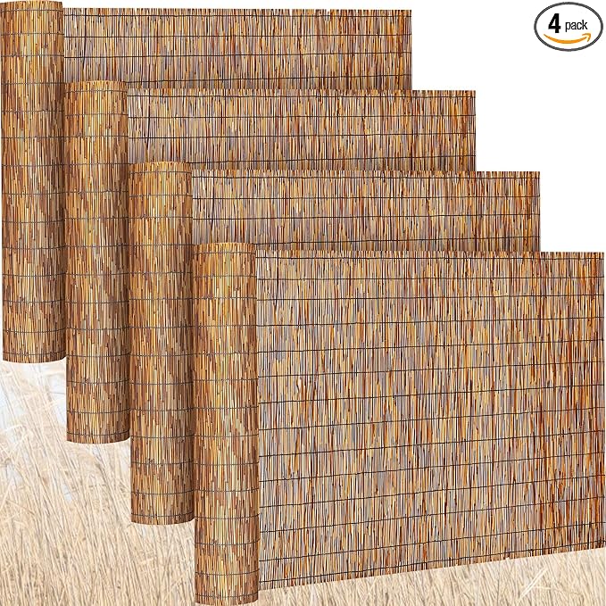 Barydat 4 Pcs 4 x 16.4 ft Reed Fence Roll, 85% Shade Bamboo Privacy Screen by home