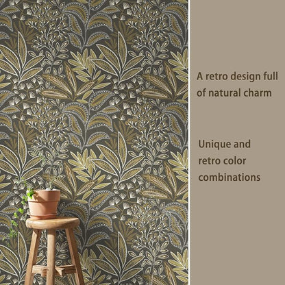 Safiyya Brown Vintage Floral Wallpaper Peel and Stick Contact Paper 17.3" x - Image 7