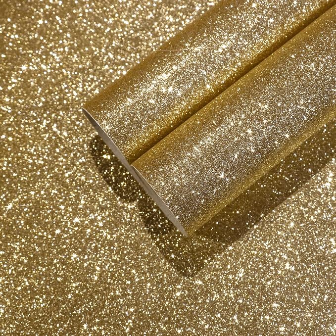 CHIHUT 15.7''x236'' Champagne Gold Glitter Contact Paper Peel and Stick Glitter by CHIHUT
