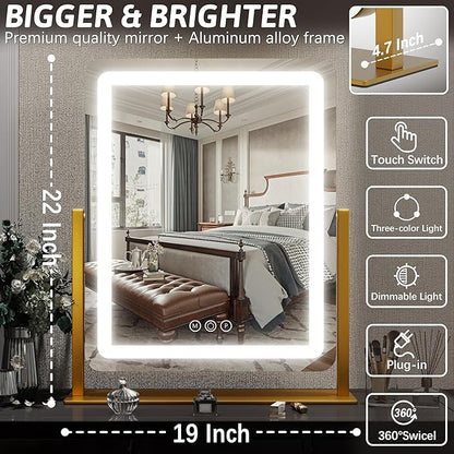 FENNIO Vanity Mirror with Lights 22 Inch- LED Lighted Makeup Mirror, Large - Image 6