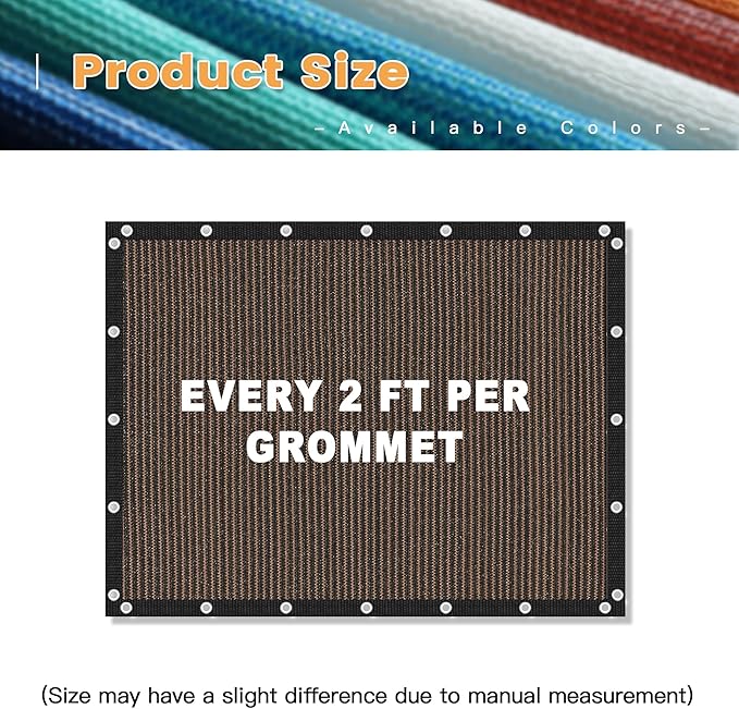 VICLLAX Shade Fabric Sun Shade Cloth with Every 2 FT Grommets for Patio Garden Pergola Cover Canopy 4x4 FT, Mocha