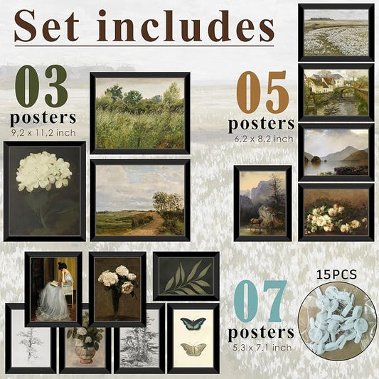 LANCHI95 Framed Vintage Wall Art Set of 15 – Gallery Wall Decor - Image 2
