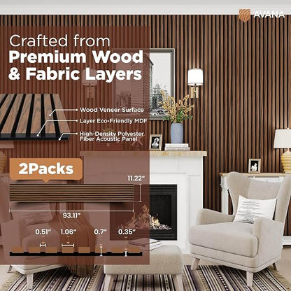 Avana Acoustic Wood Wall Panels –93.2x11.25 Inch Panels – Fits 94x12 Layout – - Image 4