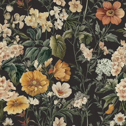 Livebor Floral Peel and Stick Wallpaper Black Floral Contact Paper 16.9"x118.1" by LiveborDirectWallpaper