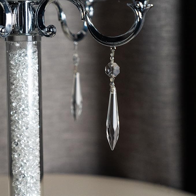 20Pcs Chandelier Icicle Crystal Prisms with Bead Crystals Lighting Lamp Replacement Parts (63mm, Clear)