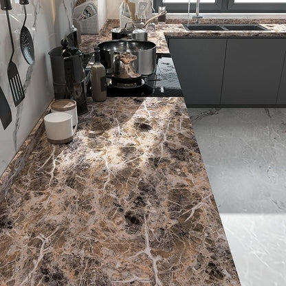 BAYYA Extra Wide Marble Granite Peel and Stick Wallpaper Brown Thicken - Image 3
