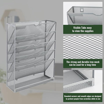 EASEPRES 6 Tier Mesh Hanging Wall File Organizer, Desk Vertical Mail Paper - Image 4