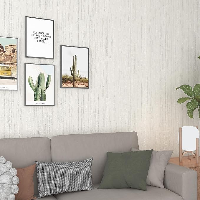 Livelynine Taupe Grasscloth Peel and Stick Wallpaper Textured Neutral Faux - Image 5