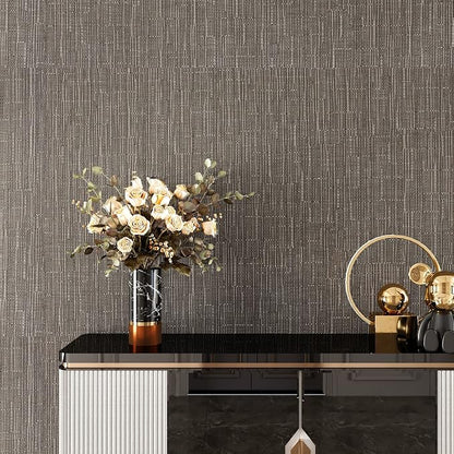 VEELIKE Truffle Brown Grasscloth Wallpaper Peel and Stick Grass Cloth Vinyl - Image 2