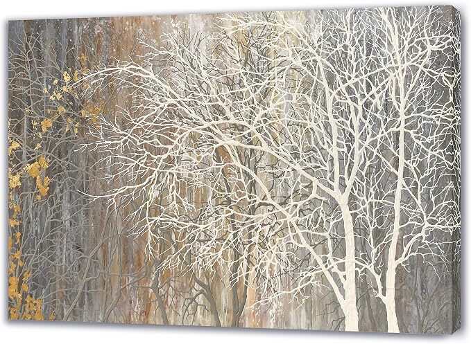 Yihui Arts White Birch Trees Painting 3D Canvas Art On Canvas Abstract Artwork by YihuiArts