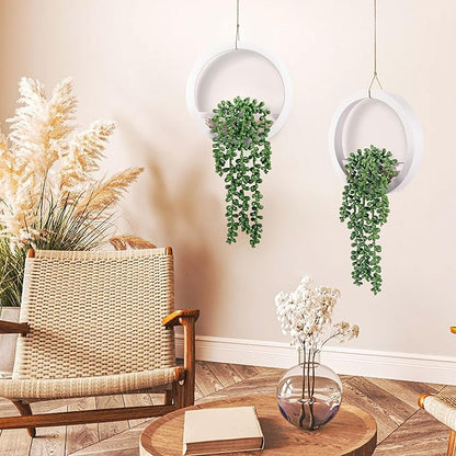 Der Rose 2 Pack Fake Plants Hanging Artificial Succulents Plants in White Pots - Image 4