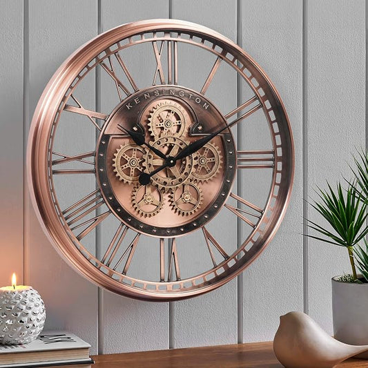 CLXEAST 28 Inch Oversized Large Moving Gears Wall Clock, Industrial Vintage - Image 2