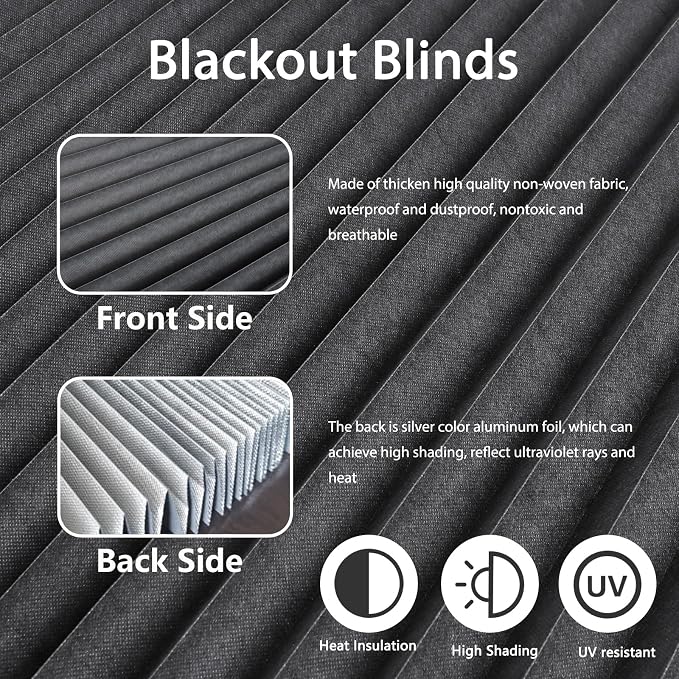 Window Blinds Cordless Blackout No Drill Cut to Size Clip On Stick On Self - Image 5
