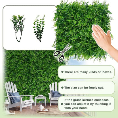 Greenery Faux Grass Wall Backdrop: 48"x128" UV-Anti Artificial Green Boxwood - Image 3