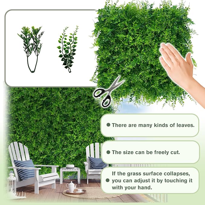Greenery Faux Grass Wall Backdrop 60"x128" UV-Anti Artificial Green Boxwood - Image 3