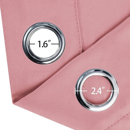 LEMOMO Blackout Curtains 52 x 63 inch/Pink Curtains Set of 2 Panels/Thermal - Image 4