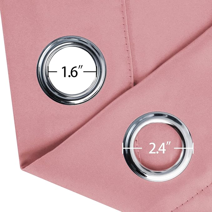 LEMOMO Pink Blackout Curtains/52 x 45 Inch Length Kids Curtains/Set of 2 Panels - Image 5