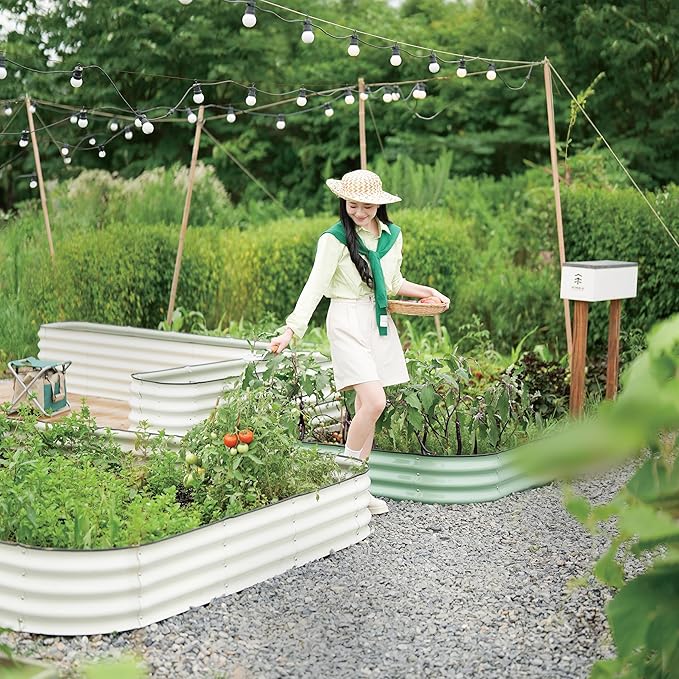 DaisyVibe Raised Garden Bed Kit, Planter Raised Garden Boxes Outdoor, Oval Large Metal Raised Garden Beds for Vegetables Flowers (Grey, 5ftx2ftx1ft)