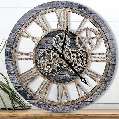 The B-Style Large Wall Clock 24 inch Moving Gear Wall Clock Oversized Vintage by TheB-StyleTB