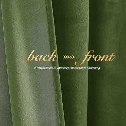 NICETOWN Moss Green Velvet Curtains and Drapes, Thermal Insulated Soft Window - Image 4