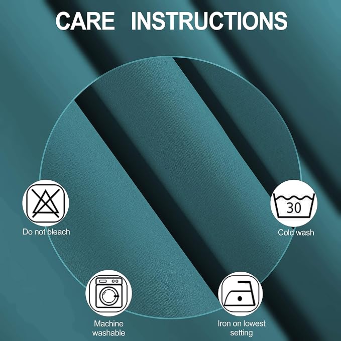 LEMOMO Blackout Curtains 66 x 84 inch/Sea Teal Curtains Set of 2 Panels/Thermal - Image 4