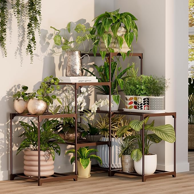 Metal Plant Stand Indoor Corner Plant Shelf Outdoor for Multiple Plants Flower Stand Ladder Plant Table for Plant Pots for Window Garden Balcony Living Room