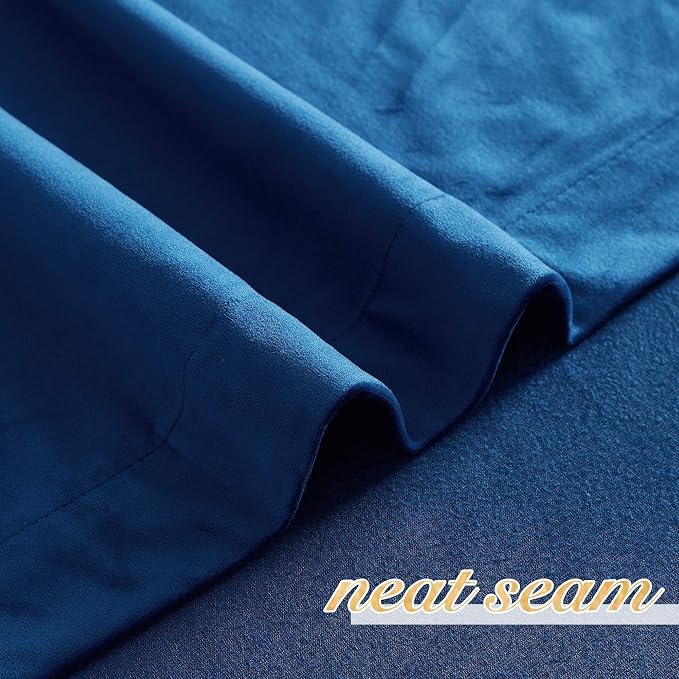 NICETOWN Blue Velvet Curtain Panels 84 inch Long, Luxury Rod Pocket Window - Image 7