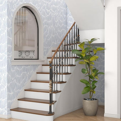 Theper Blue Modern Striped Wallpaper Peel and Stick Wallpaper Boho 17.3"×787" - Image 7