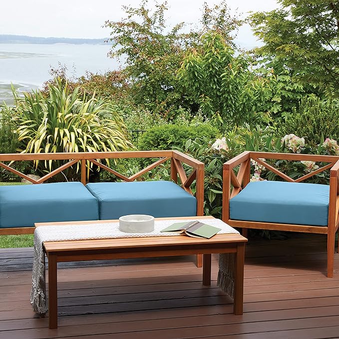 Classic Accessories Ravenna Water-Resistant 21 x 19 x 5 Inch Patio Seat Cushion, Empire Blue, Patio Loveseat Cushion