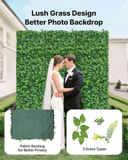 VEVOR Artificial Plant Wall, Each Panel 2 x 8 ft Artificial Boxwood Panels - Image 2