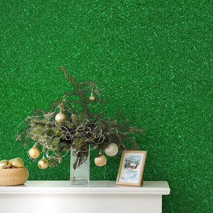 CHIHUT 15.7''x236'' Sparkly Green Glitter Wallpaper Stick and Peel Glitter - Image 4