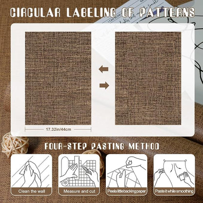 Amiya Grasscloth Brown Wallpaper 17.3"x120" Peel and Stick Faux Fabric Linen - Image 6