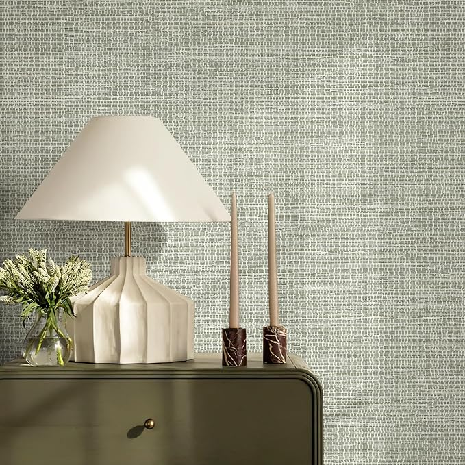 JiffDiff Grasscloth Wallpaper Peel and Stick Cream Grassweave Stick on - Image 2