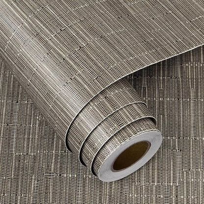 FunStick 24"x200" Thick Brown Grasscloth Peel and Stick Wallpaper Textured - Image 7