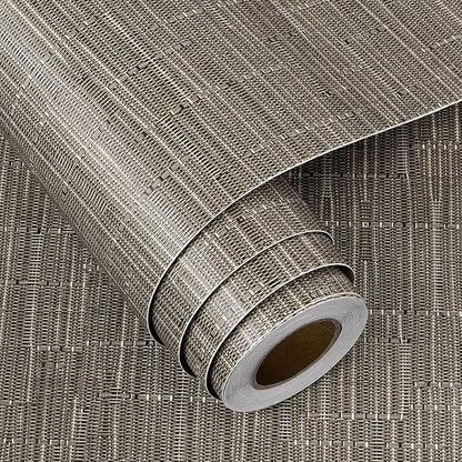 FunStick 24"x200" Thick Brown Grasscloth Peel and Stick Wallpaper Textured - Image 7