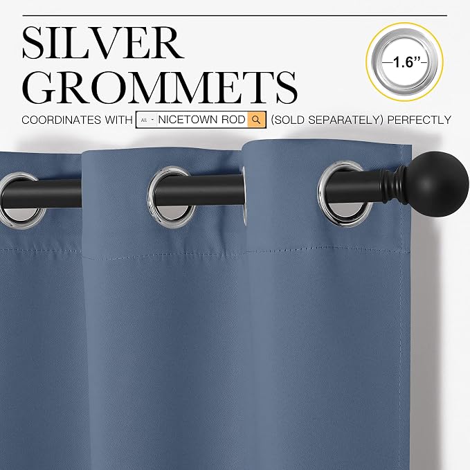 NICETOWN Short Curtains for Kitchen, Thermal Insulated Solid Grommet Blackout - Image 3