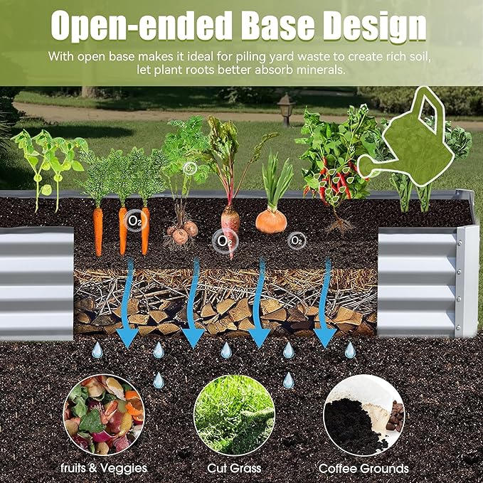 Domi Galvanized Raised Garden Bed, Outdoor Planter Garden Boxes Large Metal Planter Box for Gardening Vegetables Fruits Flowers, Silvery (6x3x1ft)