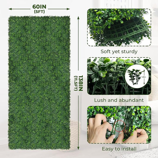 Artificial Boxwood Roll Panels: 60"x138" UV-Anti Faux Hedge Privacy Screen - Image 2