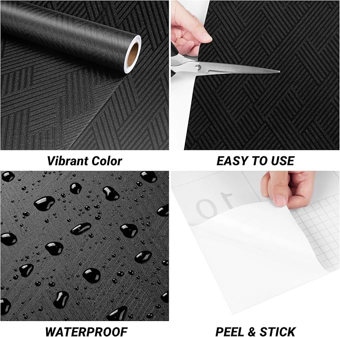 Decotalk Black Textured Geometric Peel and Stick Wallpaper - Image 6