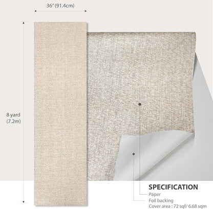 Ansehan Wallcovering W030101 Envy Collection 36" W x 8 Yard L, Natural Paper - Image 6